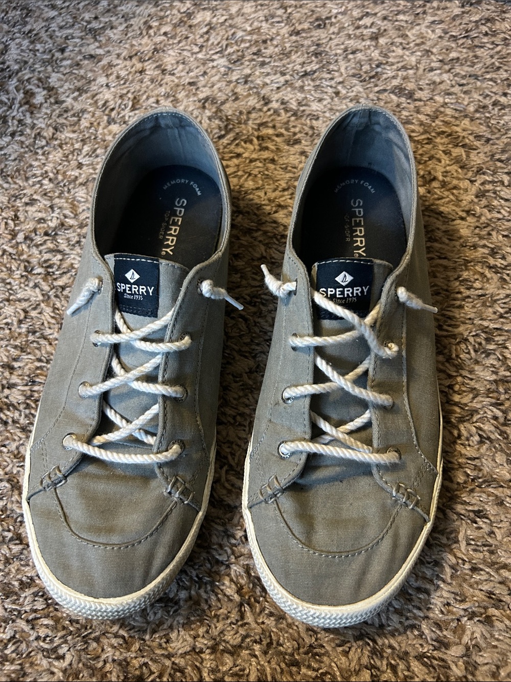 Sperry Men's Olive Gray Canvas Low-Top Sneakers